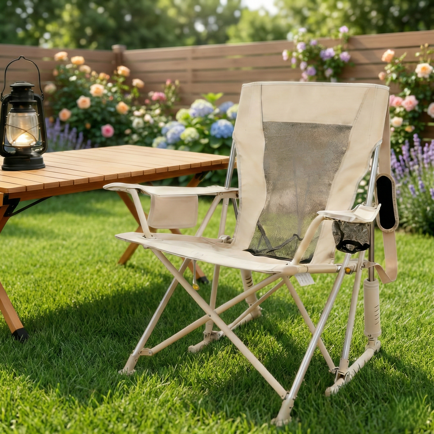 Portable Folding Rocking Camping Chair for Outdoor Patio Lawn