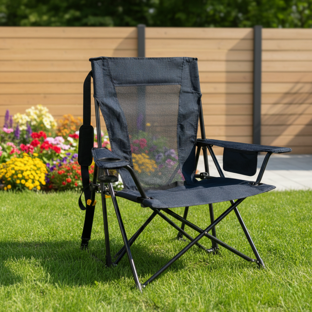 Portable Folding Rocking Camping Chair for Outdoor Patio Lawn