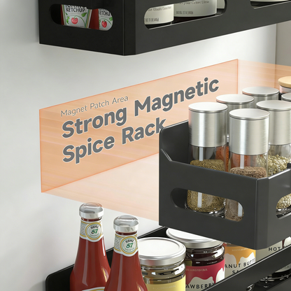 Multi-Purpose Magnetic Storage Rack, No Drilling Wall Mount Organizer for Kitchen & Bathroom