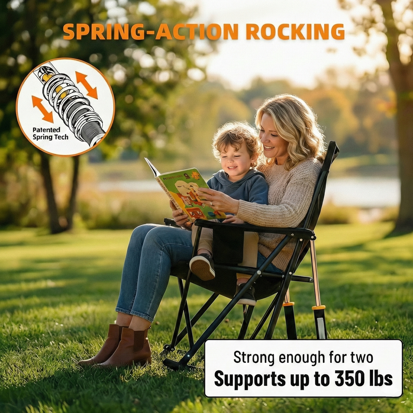 Portable Folding Rocking Camping Chair for Outdoor Patio Lawn