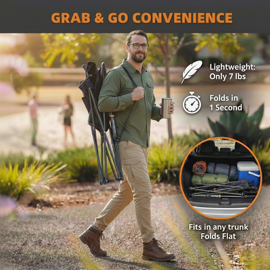 Portable Folding Rocking Camping Chair for Outdoor Patio Lawn