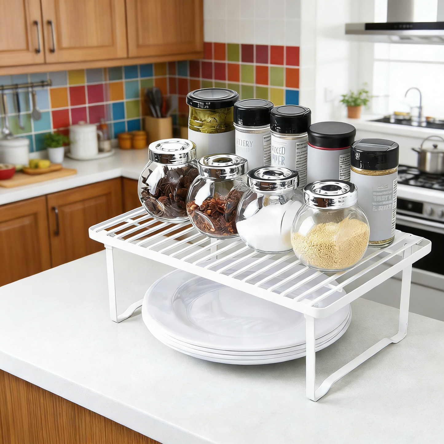 Rotating Stainless Steel Kitchen Utensil Caddy with Drain Tray