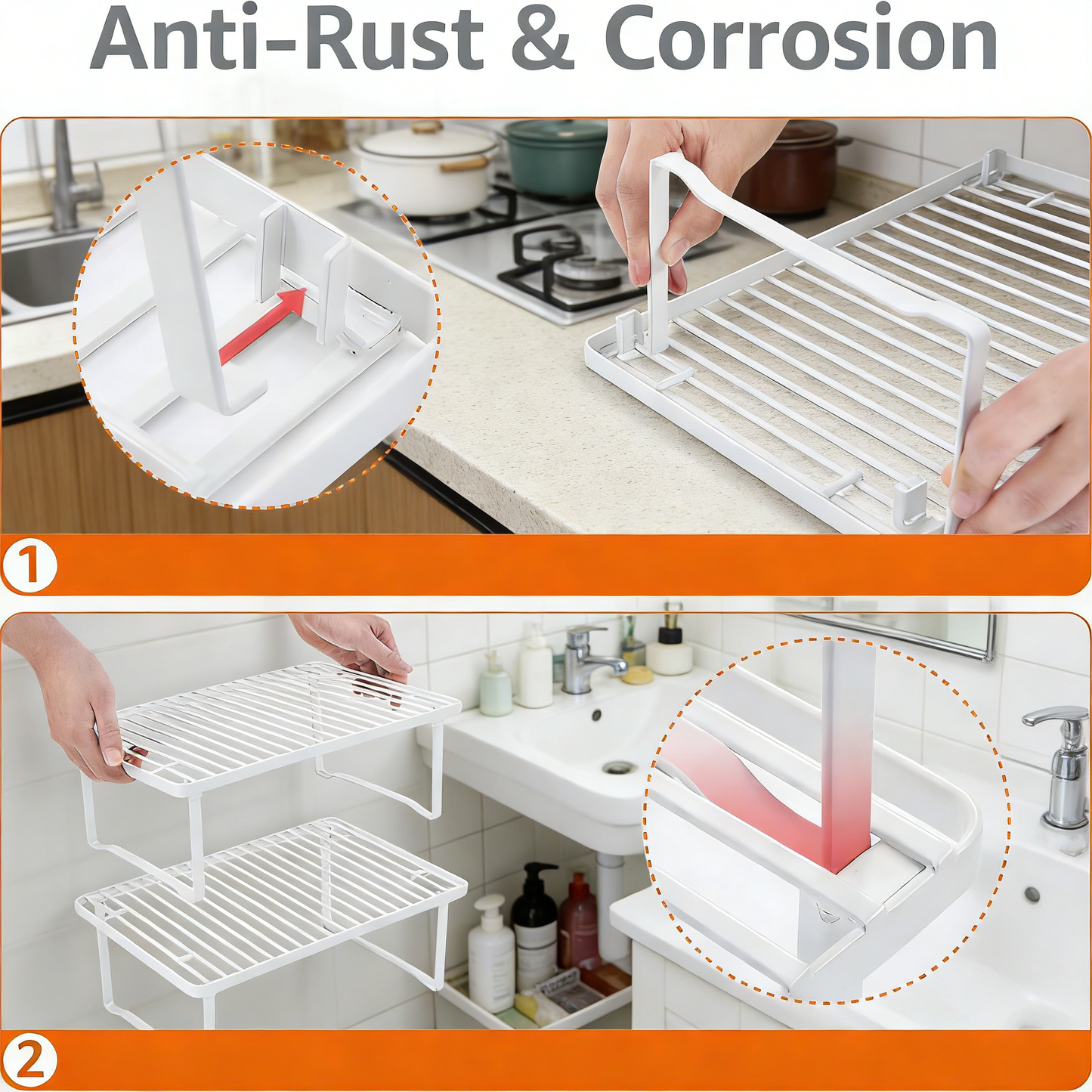 Rotating Stainless Steel Kitchen Utensil Caddy with Drain Tray