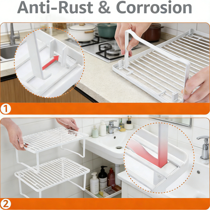 Rotating Stainless Steel Kitchen Utensil Caddy with Drain Tray
