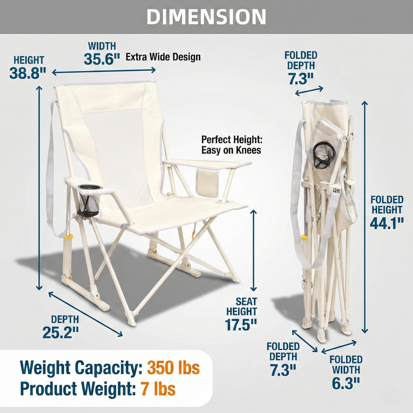 Portable Folding Rocking Camping Chair for Outdoor Patio Lawn