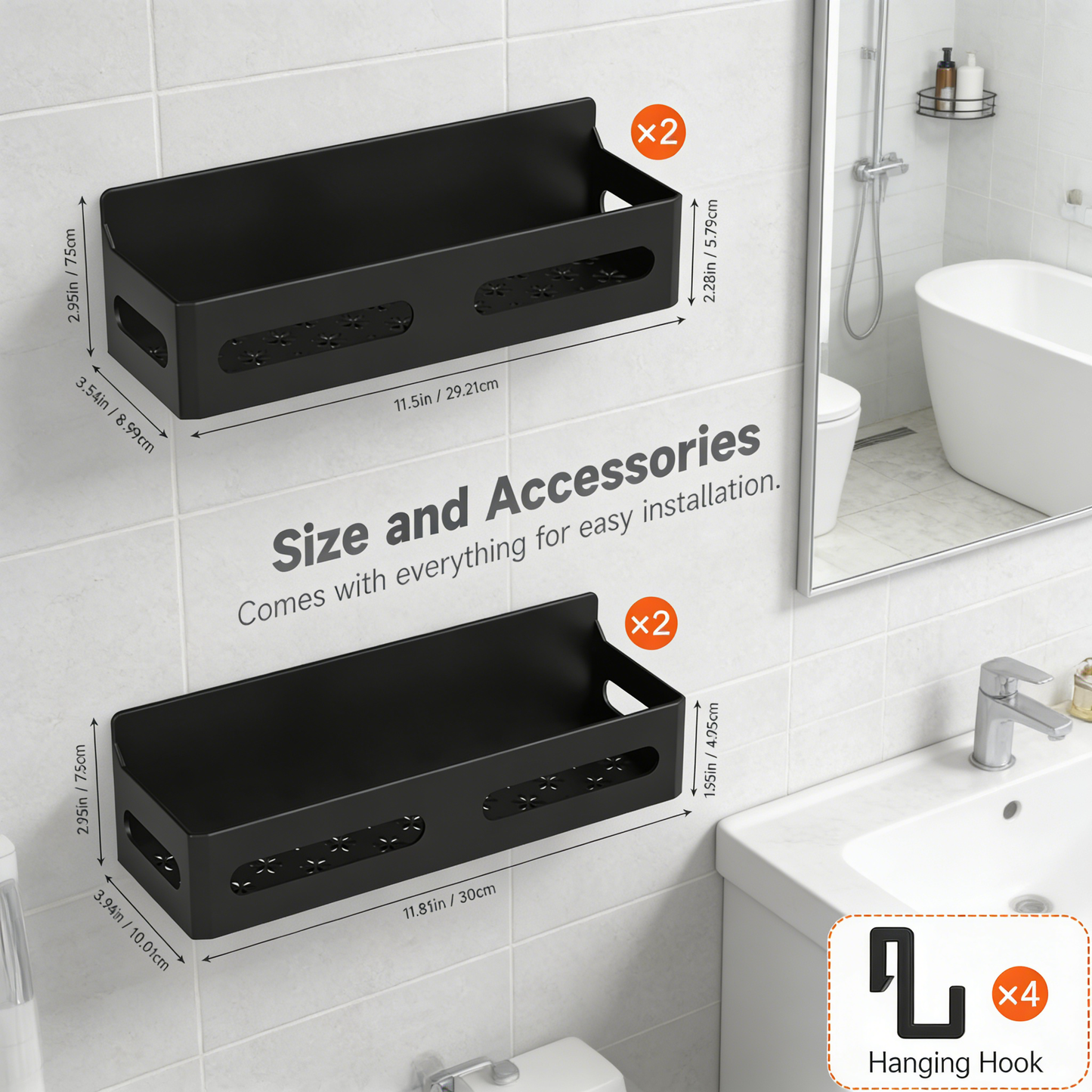 Multi-Purpose Magnetic Storage Rack, No Drilling Wall Mount Organizer for Kitchen & Bathroom