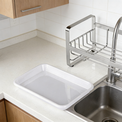 Stainless Steel Sink Caddy Organizer with Drain Tray, Kitchen Counter Storage Rack for Sponge, Soap and Cleaning Tools