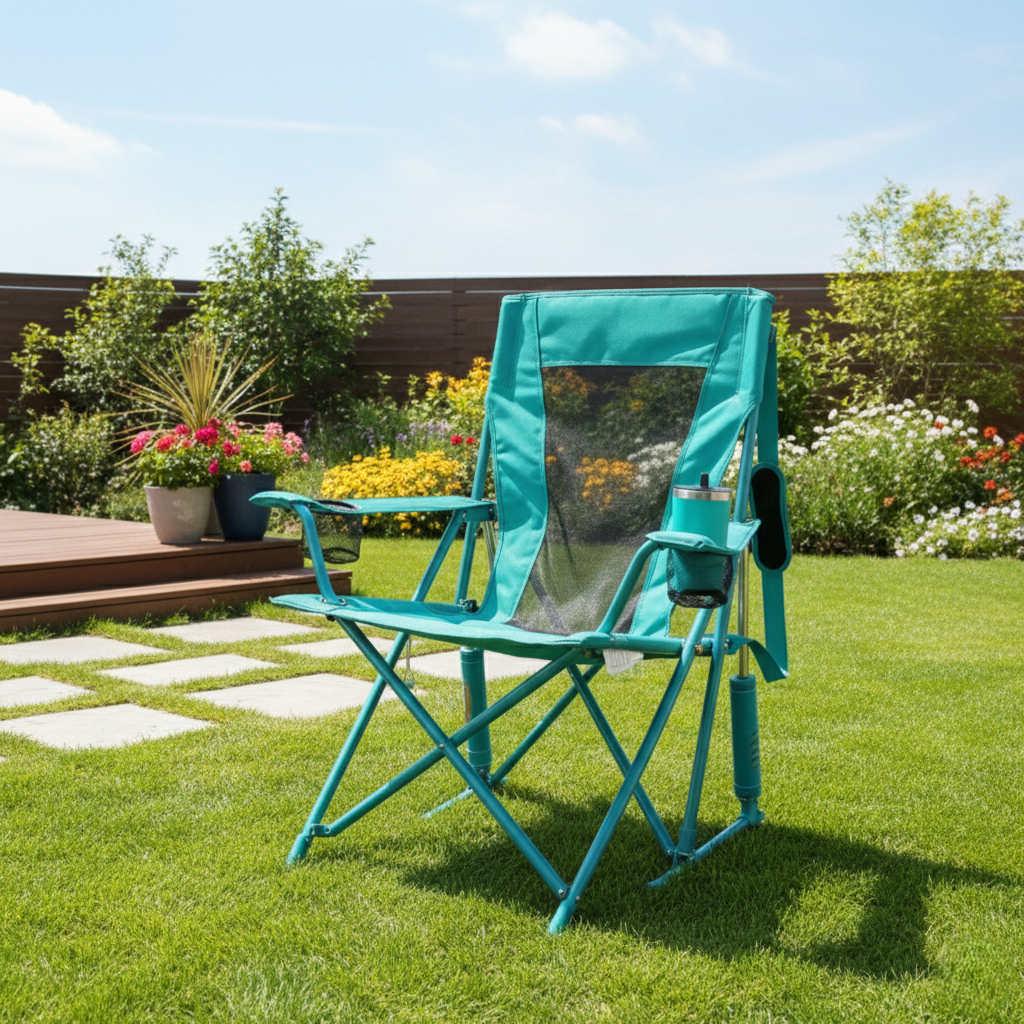 Portable Folding Rocking Camping Chair for Outdoor Patio Lawn