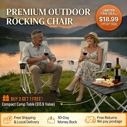 Portable Folding Rocking Camping Chair for Outdoor Patio Lawn