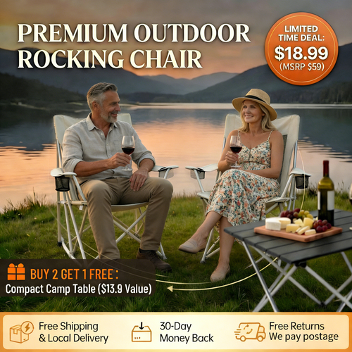 Portable Folding Rocking Camping Chair for Outdoor Patio Lawn