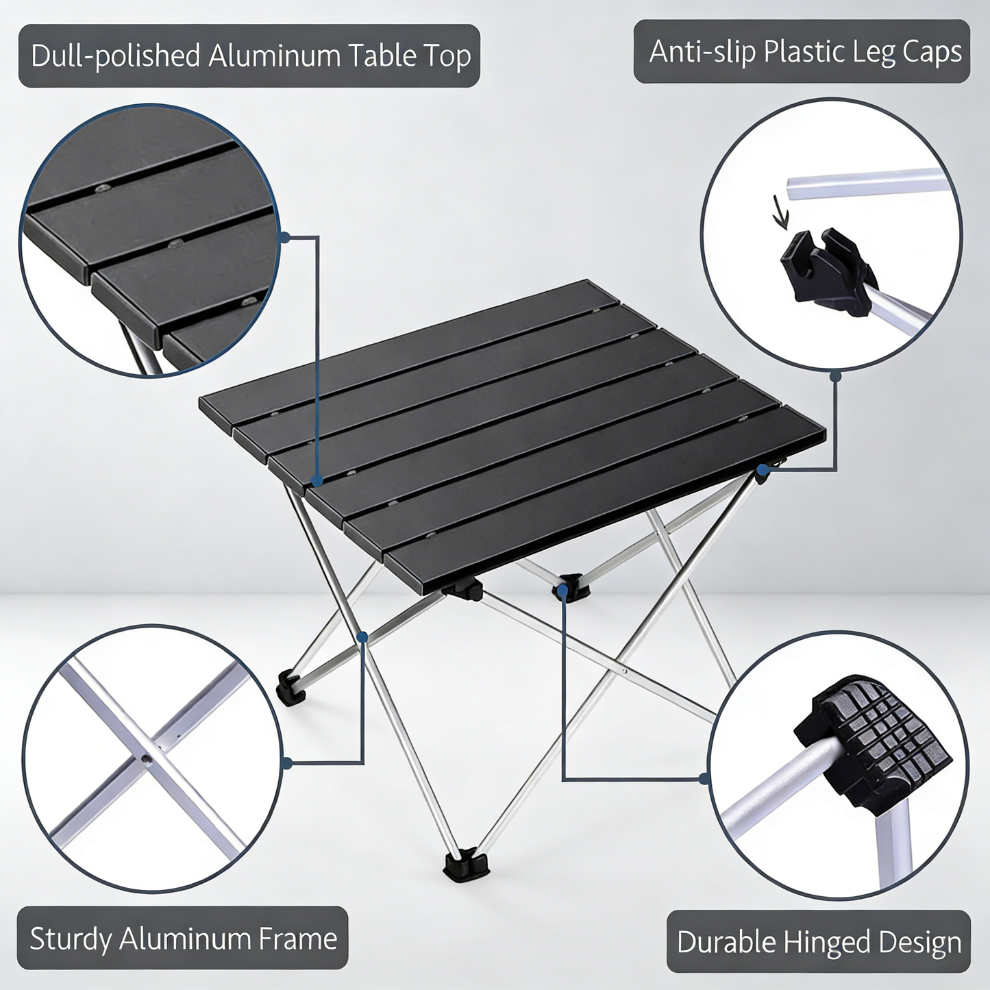 Compact Foldable Outdoor Table, Lightweight Aluminum Camping Side Table