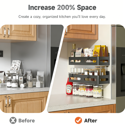 Multi-Purpose Magnetic Storage Rack, No Drilling Wall Mount Organizer for Kitchen & Bathroom